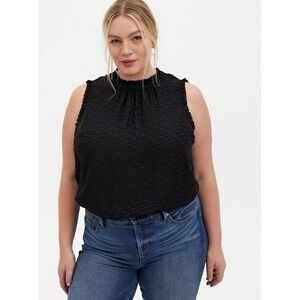 Torrid‎ Women's 6 Black Heart Clip Mock Neck Tank Top Sleeveless Blouse